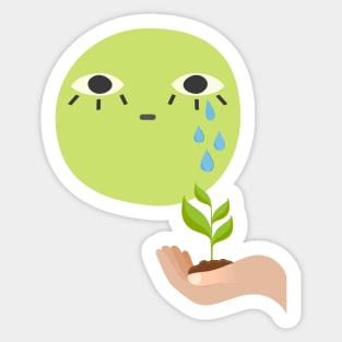 Abstract Cry Face - Let the Tears Fall - Plant Sticker